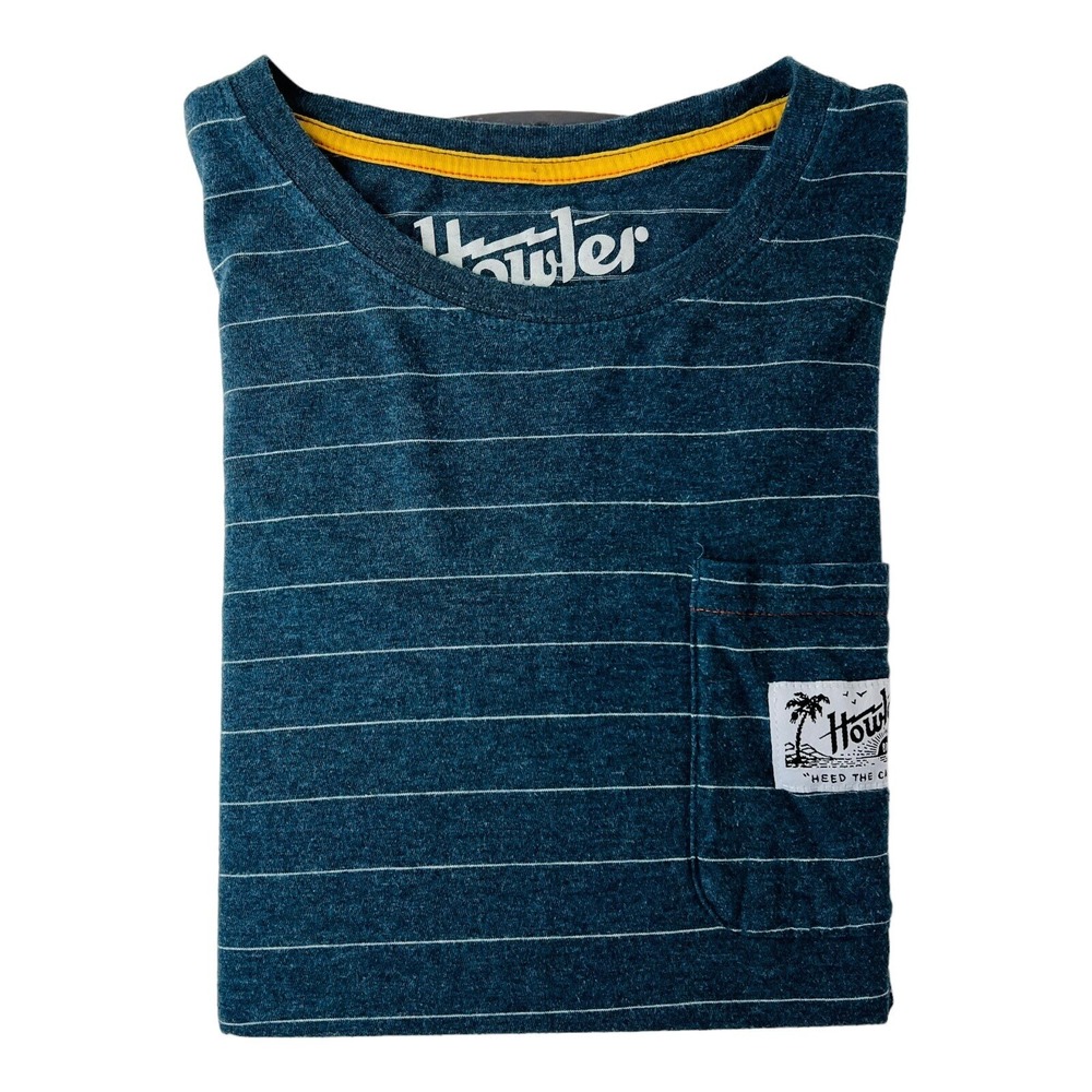 Howler Bros Blue w/ White Stripe Short Sleeve Cotton T-shirt w/ Pocket Size S